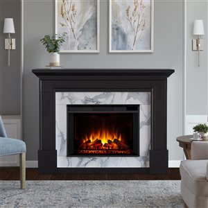 Real Flame Merced Grand 61.25-in Infrared Electric Fireplace in Black