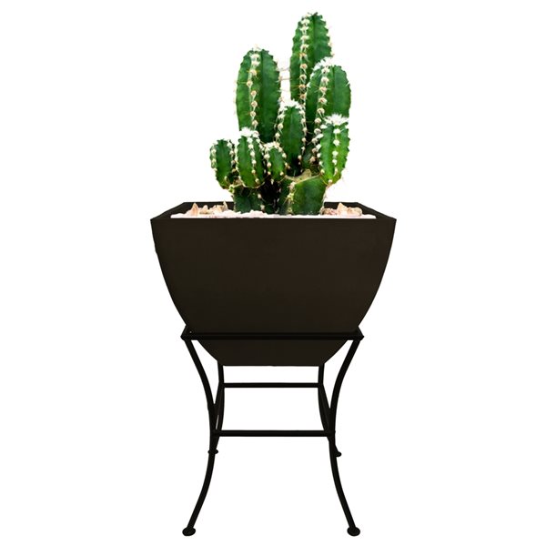 RTS Home Accents 20-in x 30.5-in Graphite Grey Plastic Planter with Iron Stand