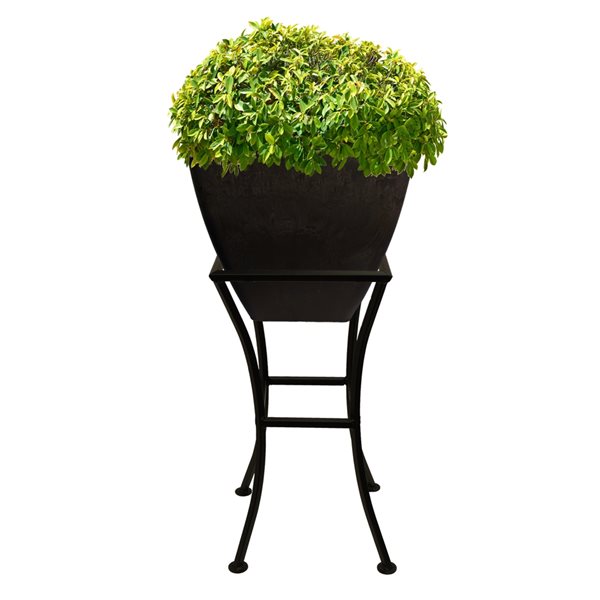 RTS Home Accents 12-in x 27.75-in Graphite Grey Plastic Planter with Iron Stand