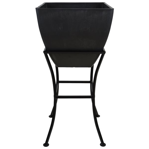 RTS Home Accents 12-in x 27.75-in Graphite Grey Plastic Planter with Iron Stand