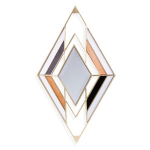 Southern Enterprises Folkmit 31.75-in L x 18.25-in W Diamond Black/White/Gold Framed Wall Mirror