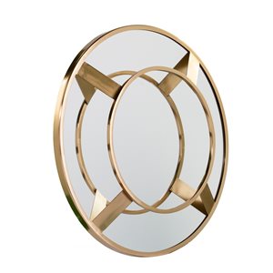 Southern Enterprises Fels 27.25-in L x 27.25-in W Round Bright Brass Framed Wall Mirror