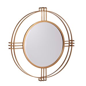 Southern Enterprises Buepeth 28.5-in L x 28.5-in W Round Gold Framed Wall Mirror