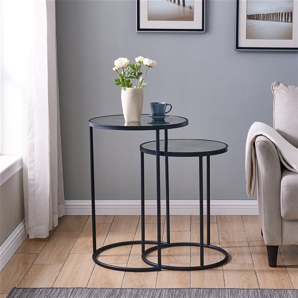 Holly & Martin Alcovy Smoked Antique Mirror Accent Table - 2-Piece