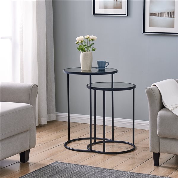 Holly & Martin Alcovy Smoked Antique Mirror Accent Table - 2-Piece