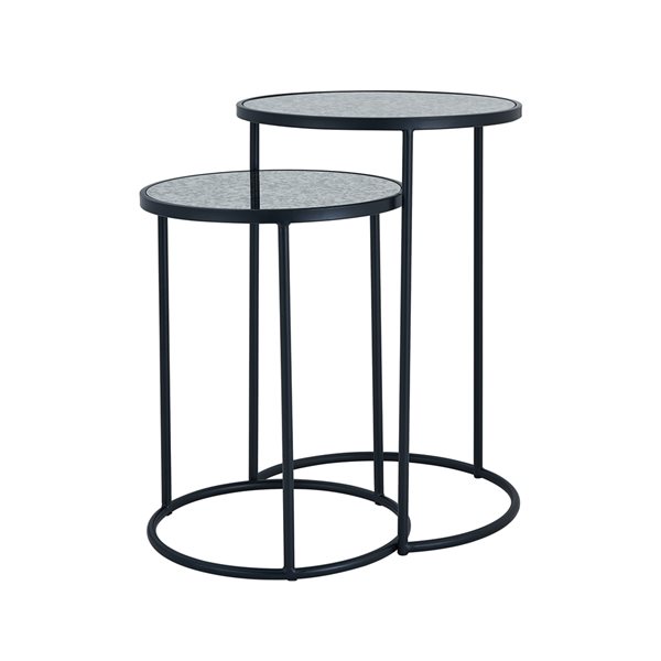 Holly & Martin Alcovy Smoked Antique Mirror Accent Table - 2-Piece