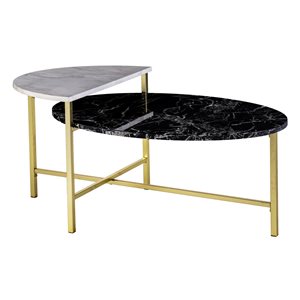 Holly & Martin Bickly Black and White Faux Marble Composite Coffee Table