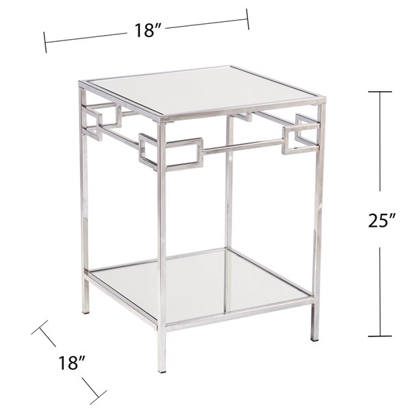 Southern Enterprises Doverlane Chrome Mirror Square End Table