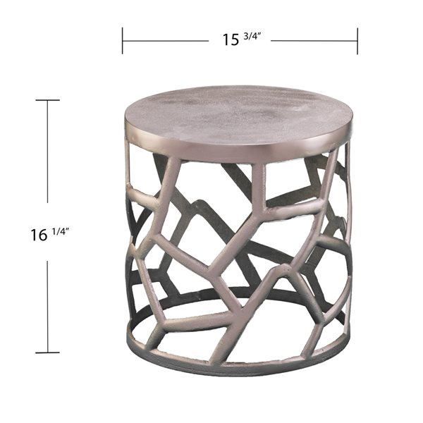 silver metal round end table