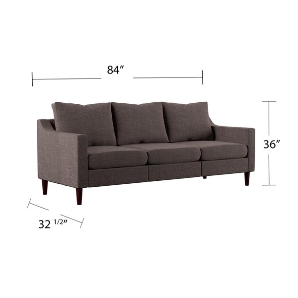Sofa en tissu synthétique brun Eallu par Southern Enterprises pour 3 personnes