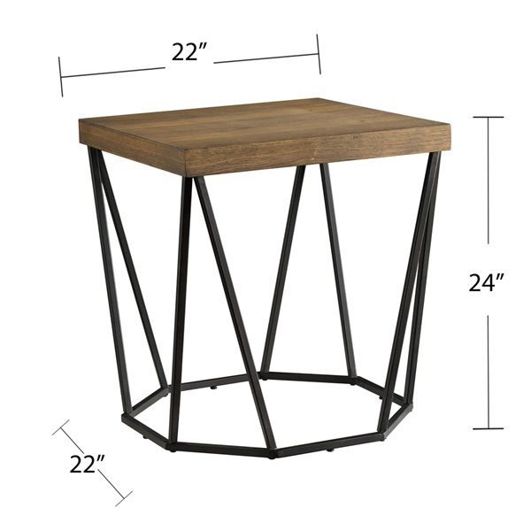 Southern Enterprises Eldives Oak/Black Wood Veneer Square End Table