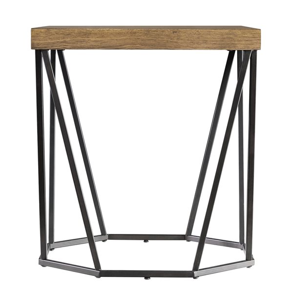 Southern Enterprises Eldives Oak/Black Wood Veneer Square End Table