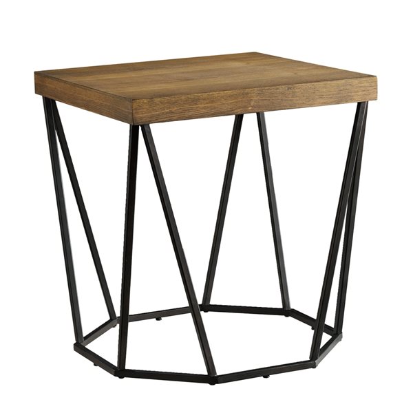 Southern Enterprises Eldives Oak/Black Wood Veneer Square End Table