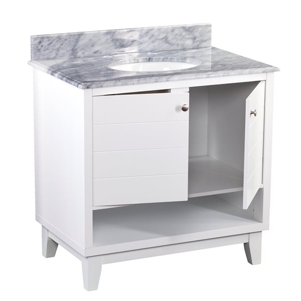 Southern Enterprises Ridgeland 34in White Single Sink Bathroom Vanity