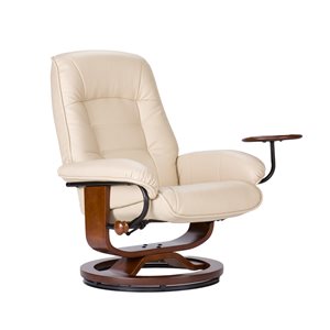 Southern Enterprises U-Designer Taupe Faux Leather Swivel Recliner with Ottoman