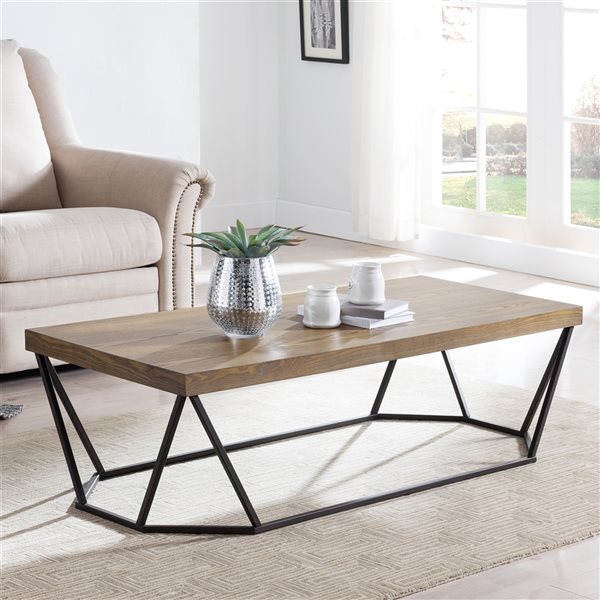 Southern Enterprises Eldives Dark Weathered Grey Oak Wood Veneer Coffee