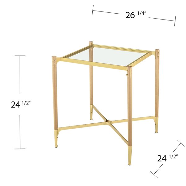 Southern Enterprises Andley Natural Brown/Champagne Glass Square End Table
