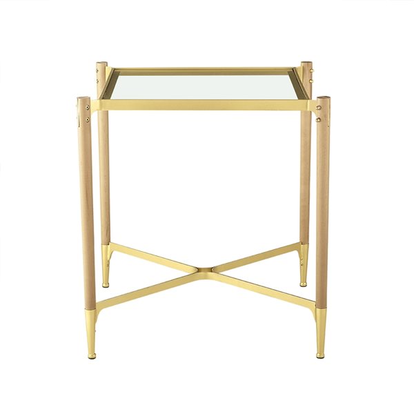 Southern Enterprises Andley Natural Brown/Champagne Glass Square End Table