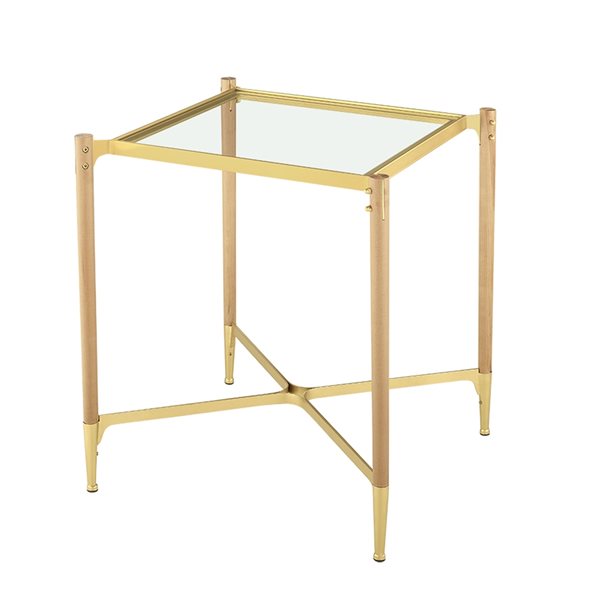 Southern Enterprises Andley Natural Brown/Champagne Glass Square End Table