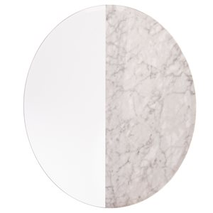 Southern Enterprises Bowers 31.75-in L x 31.75-in W Round White Faux Marble Bevelled Wall Mirror