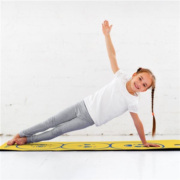 Tapis de yoga en résine antimicrobienne jaune pour enfants de 24