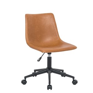 Plata Import Patt Brown Leather Upholstered Office Chair with Swivel Base