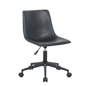 Plata Import Patt Black Leather Upholstered Office Chair with Swivel Base