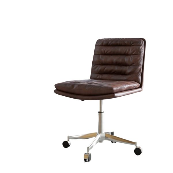 Plata Import Ronin Brown Leather Upholstered Office Chair with Swivel ...