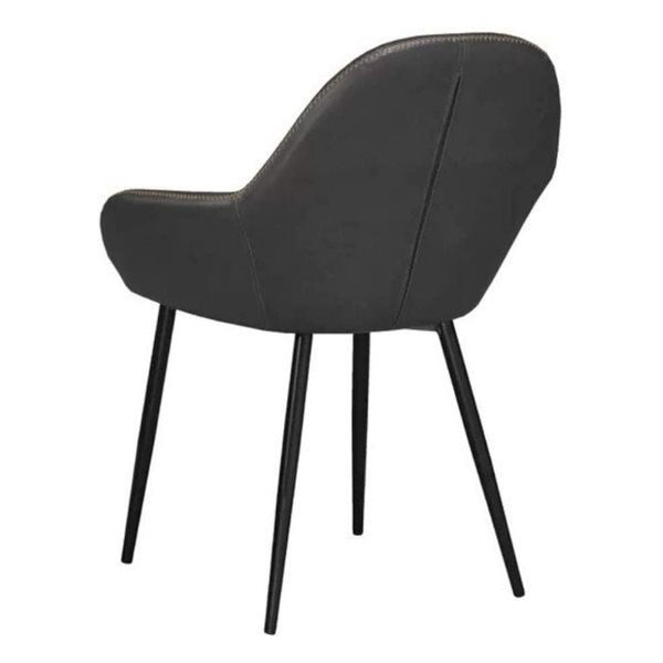 Plata Import Magda Black Leather Upholstered Chair with Metal Legs - Set of 2