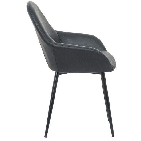 Plata Import Magda Black Leather Upholstered Chair with Metal Legs - Set of 2