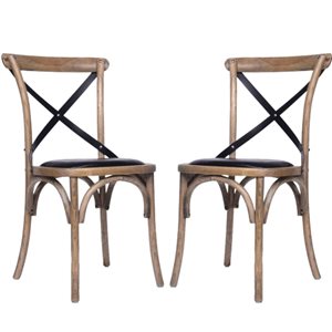 Plata Import Bister Wood Chair with Leather Seat - Set of 2