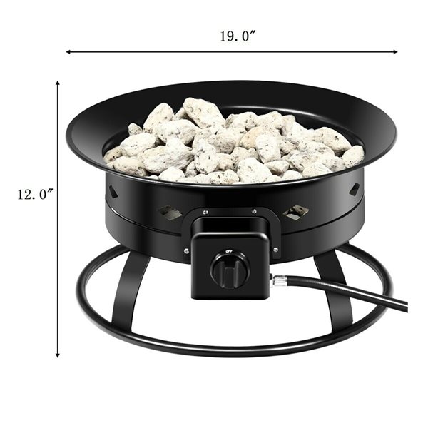 Costway 19-in W 58,000 BTU Black Portable Outdoor Iron Liquid Propane Fire Pit