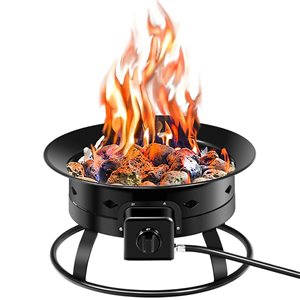 Costway 19-in W 58,000 BTU Black Portable Outdoor Iron Liquid Propane Fire Pit