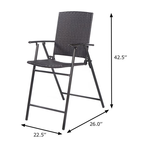 Costway Outdoor Brown Metal Solid Standard Folding Chair - Set of 4