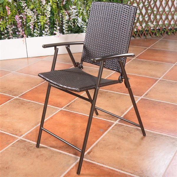 Costway Outdoor Brown Metal Solid Standard Folding Chair - Set of 4