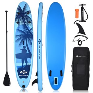 Costway 117.6-in x 30-in Blue Inflatable PVC Flatwater/Surf Paddle Board