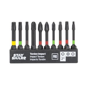 Stay Sharp 2-in Assorted Phillips/Square/Torx Impact Driver Bit Set - 10-Piece