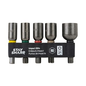 Stay Sharp 2-in Assorted Metric Nutsetter Impact Driver Bit Set - 5-Piece