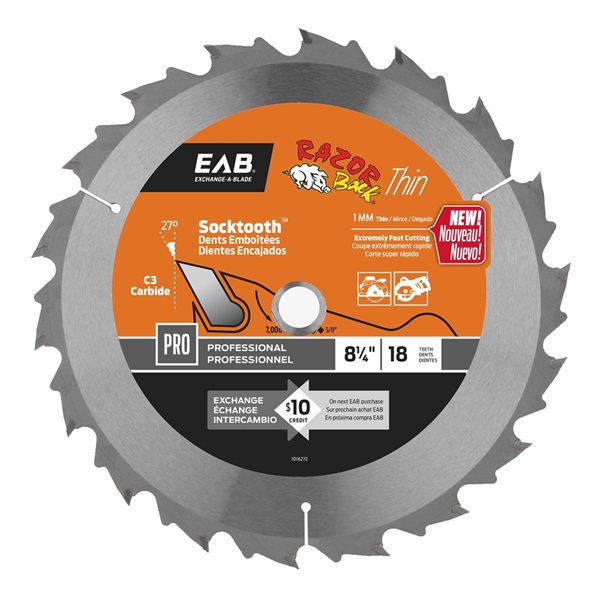 Exchange-A-Blade Razor Back 18-Tooth 8-1/4-in Dry Cut Only Standard Tooth Carbide Circular Saw Blade