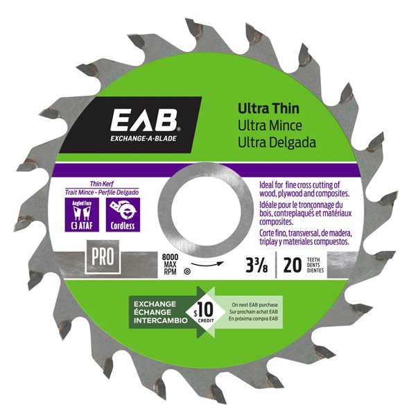 Exchange-A-Blade 3-3/8-in 20-Tooth Dry Cut Only Standard Tooth Carbide Circular Saw Blade