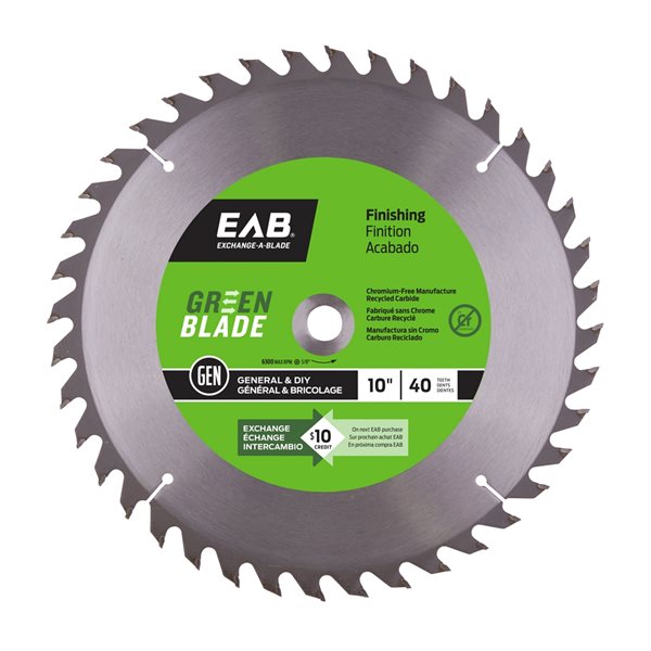 ExchangeABlade 10in 40Tooth Standard Tooth Carbide Circular Saw