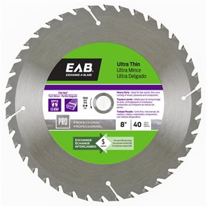 Lame de scie circulaire au carbure ultra mince de 8 po à 40 dents coupe à sec uniquement par Exchange-A-Blade