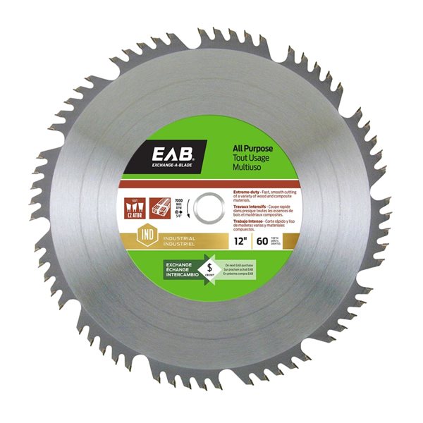 Exchange-A-Blade 60-Tooth 12-in Dry Cut Only Standard Tooth Carbide Circular Saw Blade