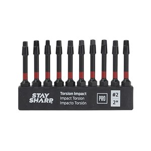 Stay Sharp 2-in Square/Robertson Impact Driver Bit Set - 10-Piece