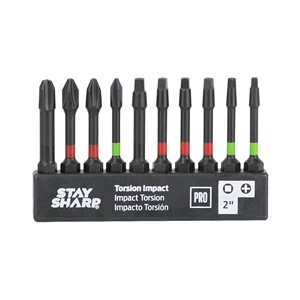 Stay Sharp 2-in Assorted Phillips/Square Impact Driver Bit Set - 10-Piece