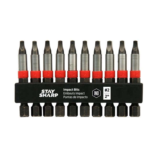 Stay Sharp 2 in Square Robertson Impact Driver Bit Set 10 Pack 98091 RONA