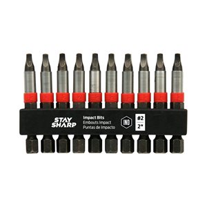 Stay Sharp 2-in Square/Robertson Impact Driver Bit Set - 10-Pack