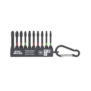 Stay Sharp 2-in Assorted Phillips/Square/Torx Impact Driver Bit Set with Carabiner - 10-Piece