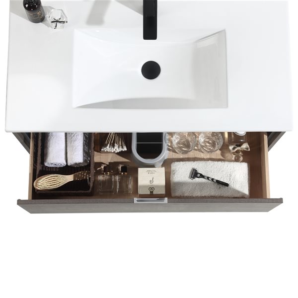 CASAINC 36in Wall Mounted Single Sink Bathroom Vanity Set in Grey