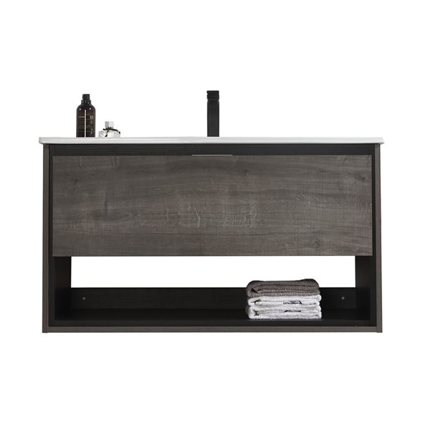 CASAINC 36in Wall Mounted Single Sink Bathroom Vanity Set in Grey